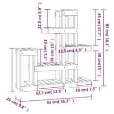 Vidaxl Stojalo za rastline črno 92x25x97 cm trdna borovina