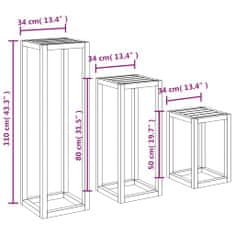 Vidaxl Komplet stojal za rastline 3-delni bela trdna borovina
