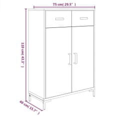 Vidaxl Regal za čevlje črn 75x40x110 cm trdna borovina