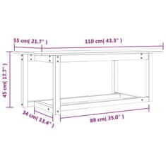 Vidaxl Klubska mizica medeno rjava 110x55x45 trdna borovina