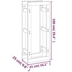 Vidaxl Stojalo za drva sivo 41x25x100 cm trdna borovina