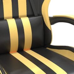 Vidaxl Vrtljiv gaming stol črno in zlato umetno usnje