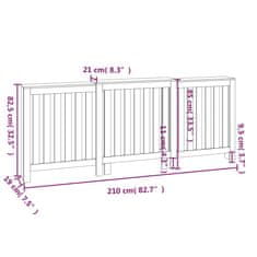 Vidaxl Pokrov za radiator 210x21x85 cm trdna borovina