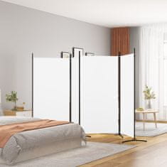 Vidaxl Paravan 4-delni bel 346x180 cm blago