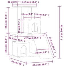 Vidaxl Mačje drevo s praskalniki iz sisala temno sivo 82 cm