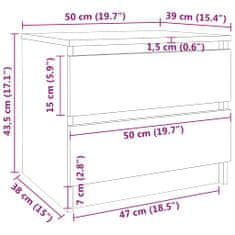 Vidaxl Nočna omarica 2 kosa rjav hrast 50x39x43,5 cm konstruiran les