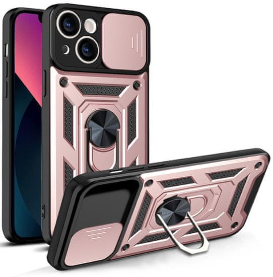 slomart hybrid armor camshield iphone 13 oklepni etui s pokrovom za kamero roza