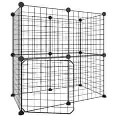 Vidaxl Ograda za hišne ljubljenčke z 12 paneli črna 35x35 cm jeklo