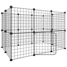 Vidaxl Ograda za hišne ljubljenčke z 20 paneli črna 35x35 cm jeklo
