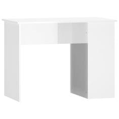 Vidaxl Pisalna miza visok sijaj bela 100x55x75 cm inženirski les