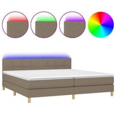 Vidaxl Box spring postelja z vzmetnico LED taupe 200x200 cm blago