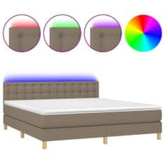 Vidaxl Box spring postelja z vzmetnico LED taupe 160x200 cm blago