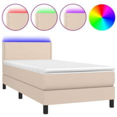 Vidaxl Box spring postelja z vzmetnico LED kapučino 90x190 cm