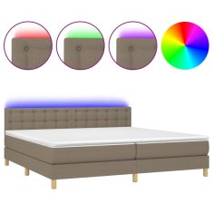 Vidaxl Box spring postelja z vzmetnico LED taupe 200x200 cm blago