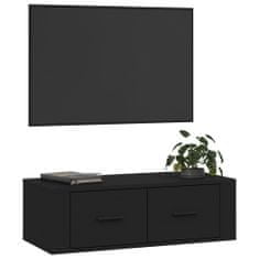 Vidaxl Viseča TV omarica črna 80x36x25 cm inženirski les