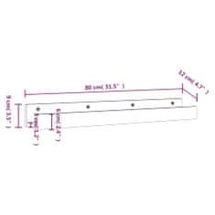 Vidaxl Stenske police 2 kosa siva 80x12x9 cm trdna borovina