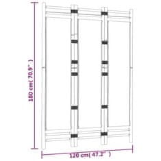 Vidaxl Zložljiva 3-delna pregradna stena 120 cm bambus in platno