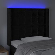 Vidaxl LED posteljno vzglavje črno 93x16x118/128 cm žamet