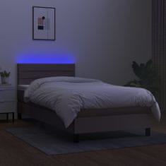 Vidaxl Box spring postelja z vzmetnico LED taupe 90x200 cm blago