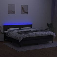 Vidaxl Box spring postelja z vzmetnico LED črna 180x200 cm blago