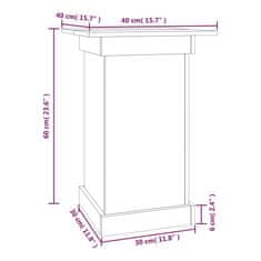 Vidaxl Stojalo za rože medeno rjavo 40x40x60 cm trdna borovina