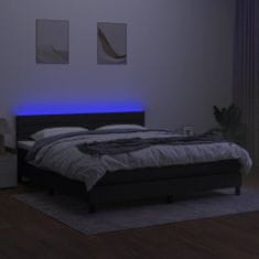 Vidaxl Box spring postelja z vzmetnico LED črna 160x200 cm blago