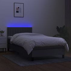 Vidaxl Box spring postelja z vzmetnico LED temno siva 90x190 cm blago