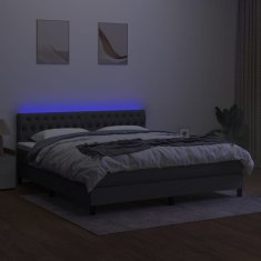Vidaxl Box spring postelja z vzmetnico LED temno siva 180x200 cm blago