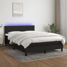 Vidaxl Box spring postelja z vzmetnico LED črna 140x190 cm blago