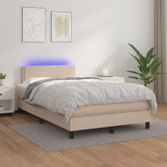 Vidaxl Box spring postelja z vzmetnico LED kapučino 120x200 cm