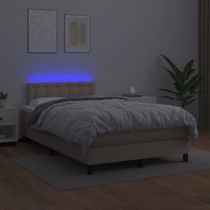 Vidaxl Box spring postelja z vzmetnico LED kapučino 120x200 cm