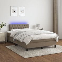 Vidaxl Box spring postelja z vzmetnico LED taupe 120x200 cm blago