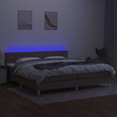 Vidaxl Box spring postelja z vzmetnico LED taupe 200x200 cm blago