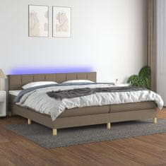 Vidaxl Box spring postelja z vzmetnico LED taupe 200x200 cm blago