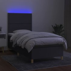 Vidaxl Box spring postelja z vzmetnico LED temno siva 80x200 cm blago