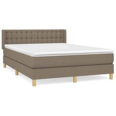 Vidaxl Box spring postelja z vzmetnico taupe 140x200 cm blago