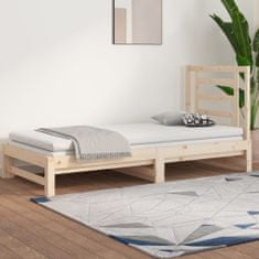 Vidaxl Izvlečna dnevna postelja 2x(90x200) cm trdna borovina