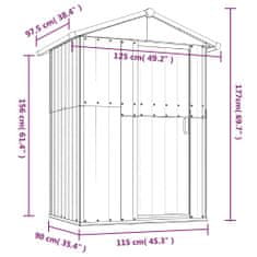 Vidaxl Vrtna lopa siva 126x97,5x177 cm pocinkano jeklo