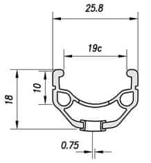 Mach1 platišče trek 210 V-brake 36 lukenj/1 zakovica srebrna