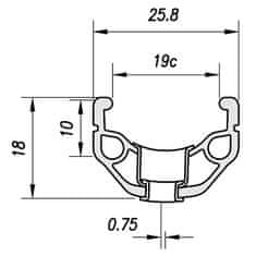 Mach1 platišče 26&quot; 210 V-brake 36 lukenj/1 zakovica srebrna