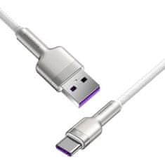 BASEUS Cafule Metal podatkovni kabel, Type-A/Type-C, 66 W, FC, 1m, bel (CAKF000102)