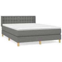 Vidaxl Box spring postelja z vzmetnico temno siva 140x200 cm blago