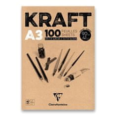 Clairefontaine Brown Kraft zvezek A3, 100 listov, 90 g