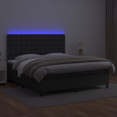 Vidaxl Box spring postelja z vzmetnico LED črna 160x200cm umetno usnje
