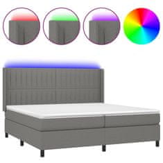 Vidaxl Box spring postelja z vzmetnico LED temno siva 200x200 cm blago