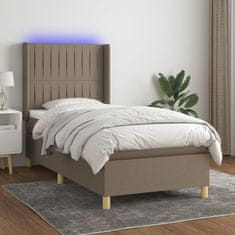 Vidaxl Box spring postelja z vzmetnico LED taupe 90x200 cm blago