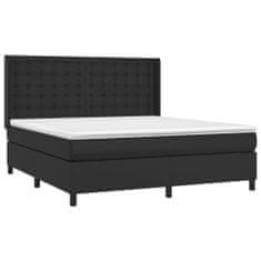 Vidaxl Box spring postelja z vzmetnico LED črna 180x200 cm um. usnje