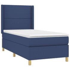 Vidaxl Box spring postelja z vzmetnico LED modra 80x200 cm blago