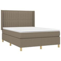 Vidaxl Box spring postelja z vzmetnico LED taupe 140x200 cm blago