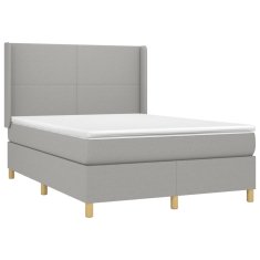 Vidaxl Box spring postelja z vzmetnico LED svetlo siva 140x190cm blago